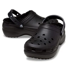 Crocs Classic Platform Lined Clog Black Winter Comfort Shoes Womens Size 11 NEW