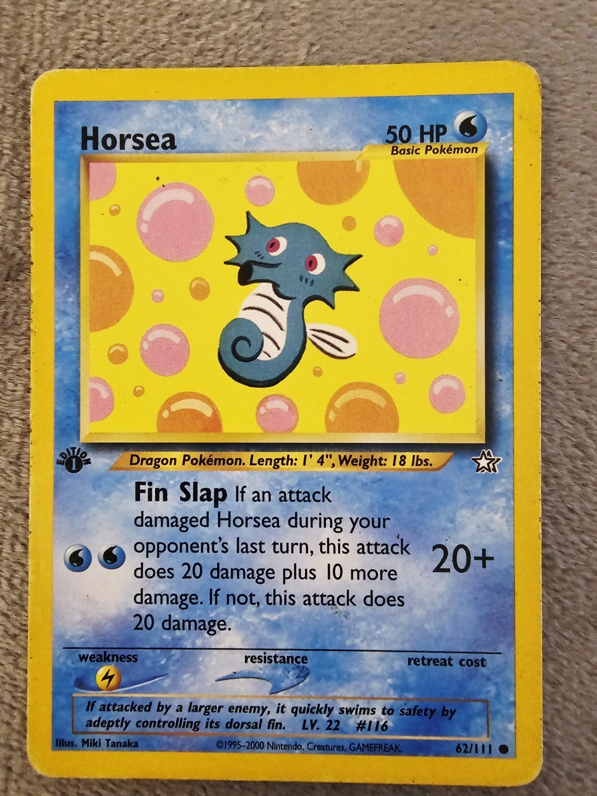 1st Edition Horsea 62/111 - Neo Genesis - Near Mint