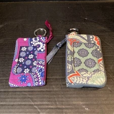 Vera Bradley ID Card Holder , Coin Pouch and Small Wallet w/Keychain , Lot of 2