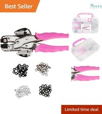 Crop-A-Dile Eyelet Setter Punch Kit Pink Includes 100 Eyelets for Crafting
