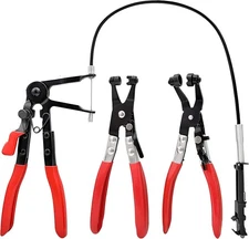 3Pcs Hose Clamp Pliers,Remover Kit with Long Reach Wire Spring Red 