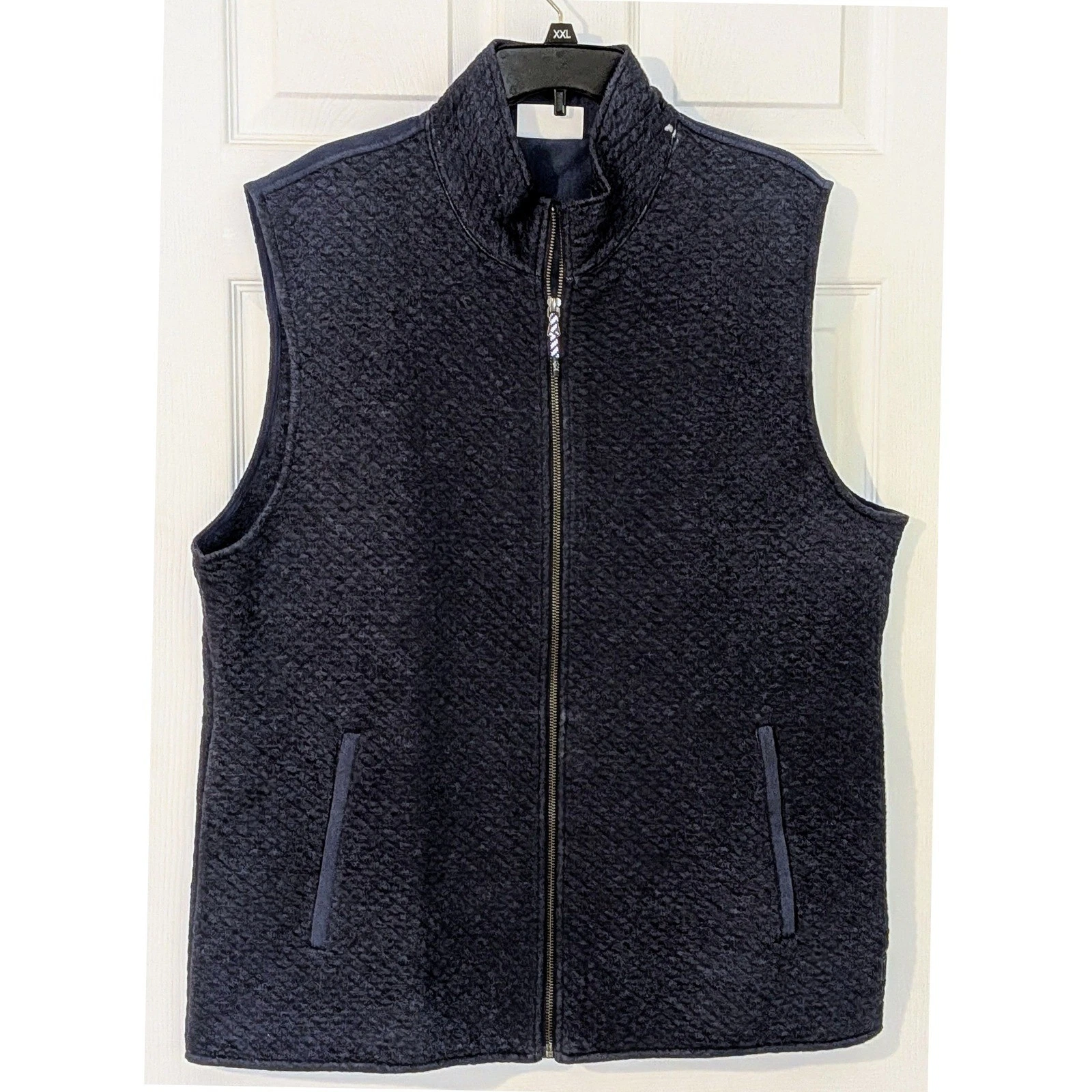 Southern Tide Quilted Vest Full Zip Navy Pockets Blue Men's XL Small Flaw