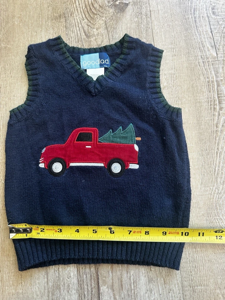Colete Suéter Good Lad 3T Meninos Natal Vermelho Caminhão e Árvore Feriado Natal - Imagem 4 de 4