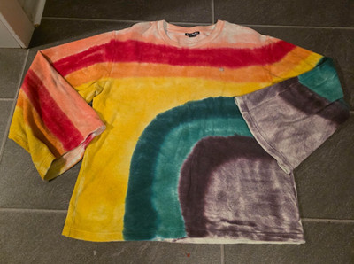 ACNE STUDIOS WOMEN'S EISKO RAINBOW STRIPE FRENCH TERRY SWEATSHIRT SZ 2XL