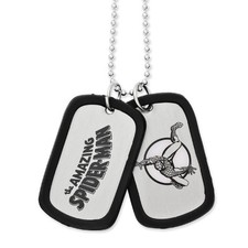 Marvel Comics The Spiderman Silver BrushedTone Dog Tag 22" Necklace w/ Silencer