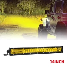 14" Inch yellow LED Light Bar Spot Flood Combo Work Driving Off-Road SUV ATV UTV