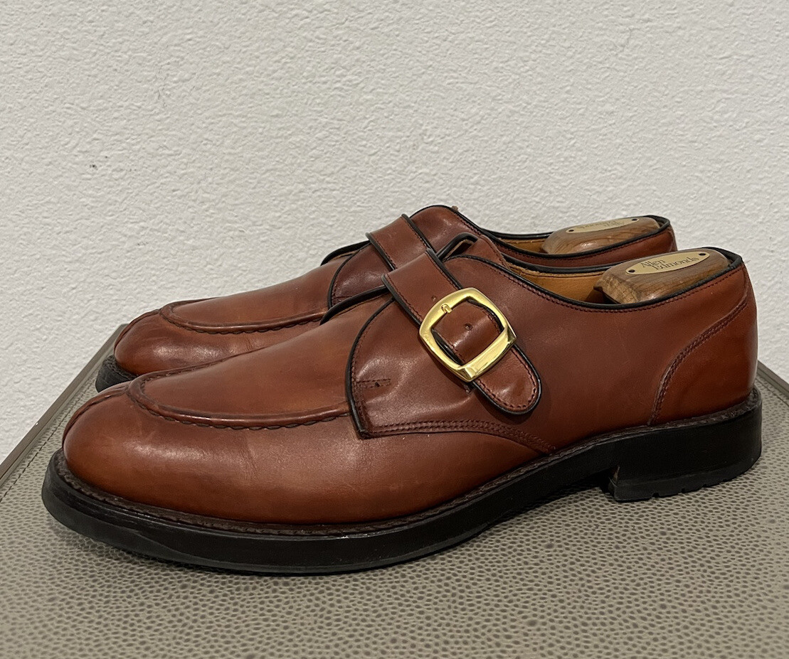Allen Edmonds Cornell Mens Brown Leather Monk Strap Loafer Shoes