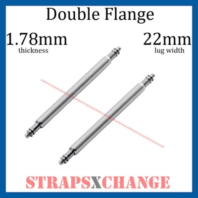 Double Flange 22mm Premium 1.78mm Thick SPRING BAR WATCH STRAP LUG PIN ...