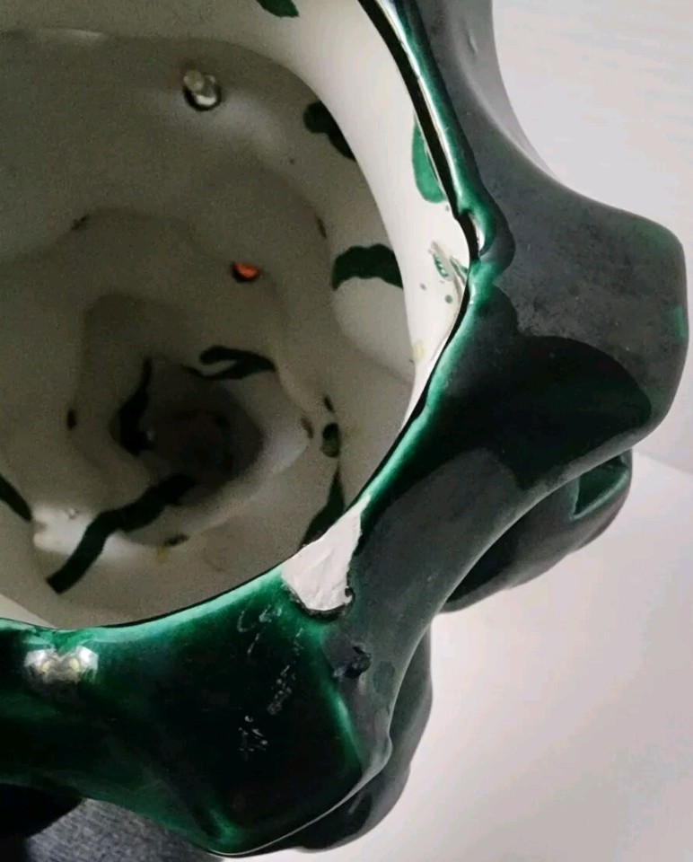 VINTAGE 11" Ceramic Christmas Tree Green with Multi Colored Lights No