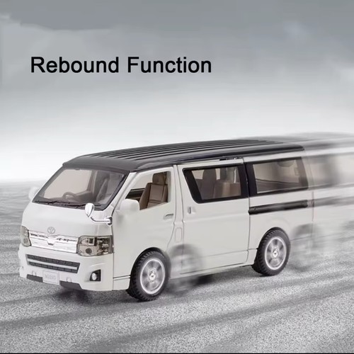 1:32 Toyota Hiace MPV Van Model Alloy Diecast Business Vehicle Gift Sound Light - Picture 2 of 6