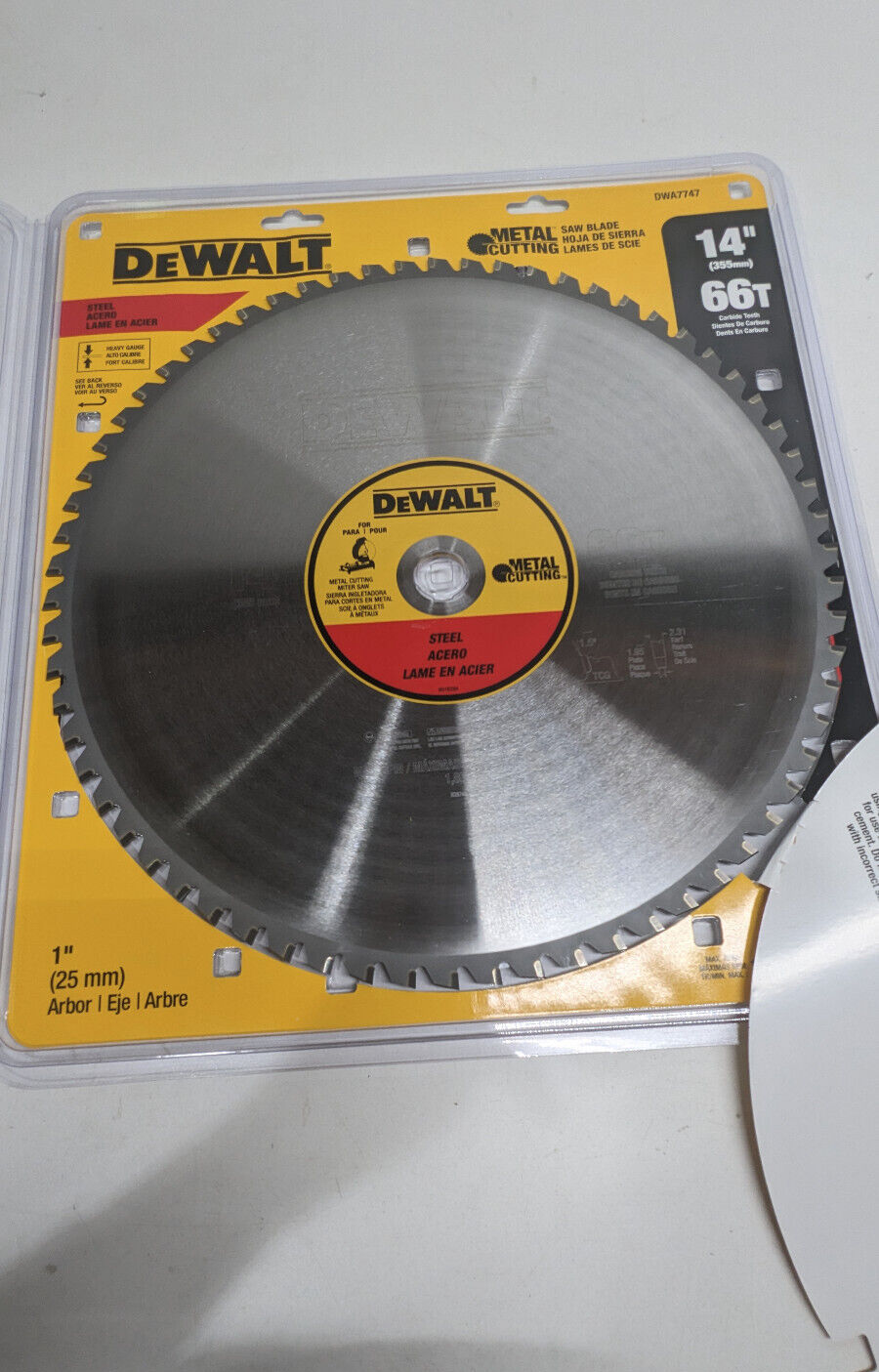 NEW 14" DeWalt DWA7747 Metal Cutting Saw Blade 66T Carbide Teeth, 1