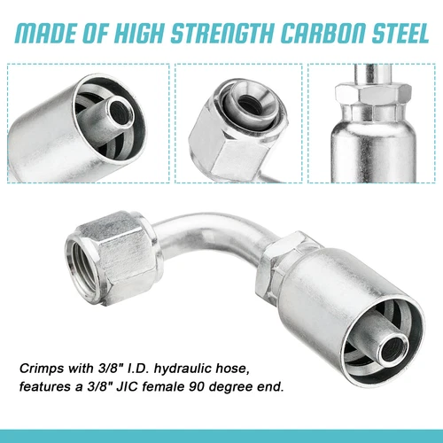 10 Pack 3/8" JIC 37° Female 90° Elbow Hydraulic Hose Fittings For 3/8" I.D. Hose - Picture 4 of 13