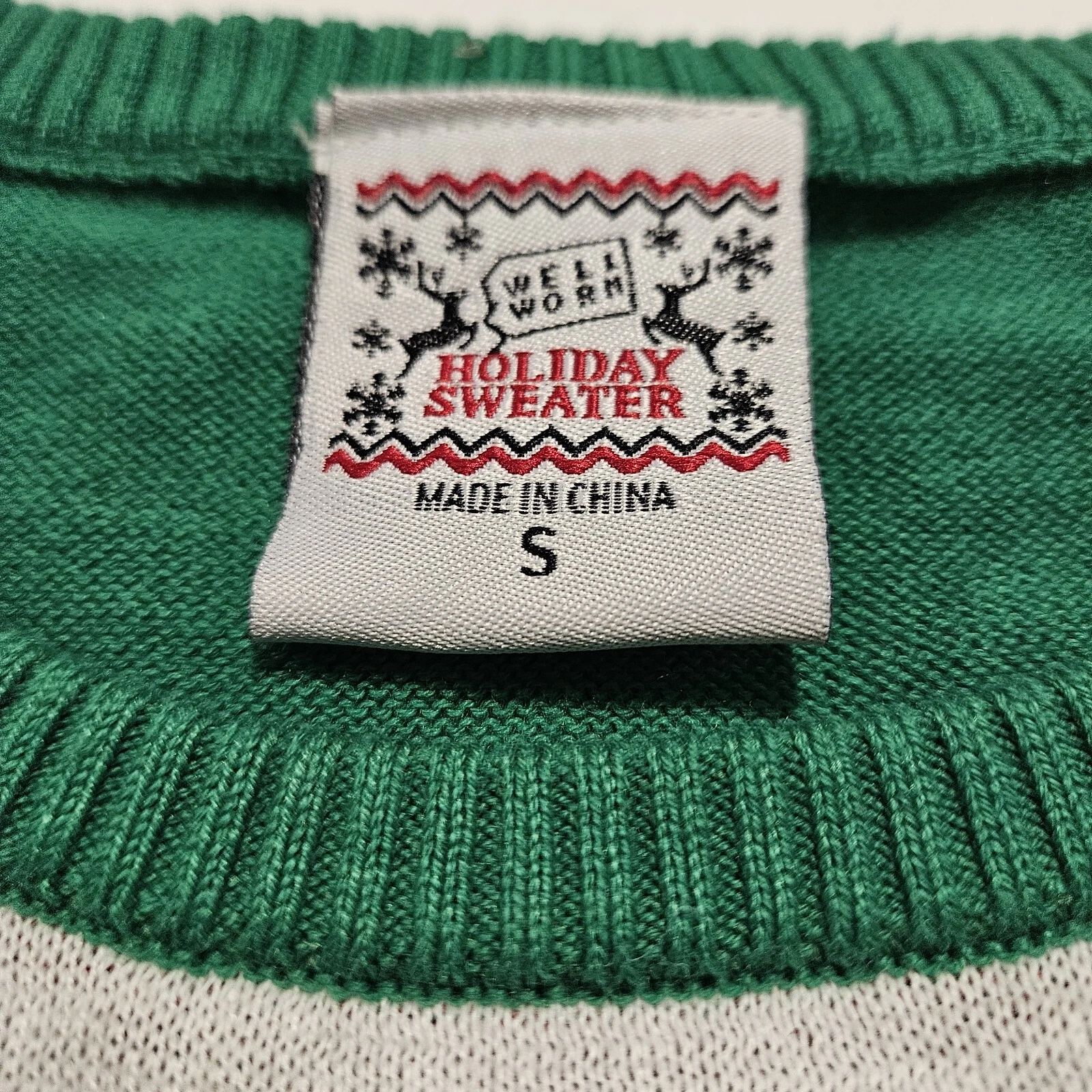 Christmas (Sz S) Ugly Elf Sweater Kids Unisex Jelly Bean Pullover -Green