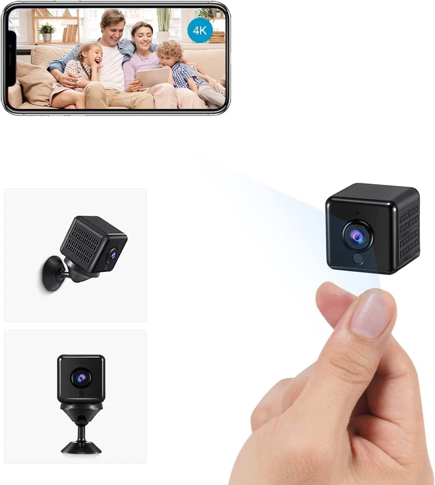 Mini Camera Espion Wifi 4K Surveillance Spy Cam Longue Batteries Micro Cachée - Photo 2/4