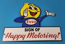 Vintage Esso Gasoline Sign - Oil Drop Boy Porcelain Gas Station Pump Sign