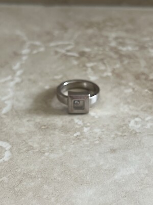 18K White Gold Designer Chopard Floating Diamond Ring Size