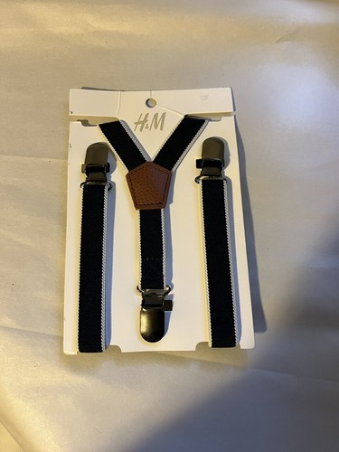 H&M Suspenders Infant Toddler Navy Blue Suspenders New - Picture 2 of 5