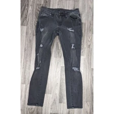 Jag Jeans Womens Size 2 Low Rise Skinny Ankle Distressed Embroidered Black Jeans