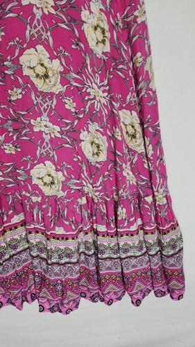 willow tree dress pink floral midi size 12 boho soft girl pretty costal relaxed - Picture 7 of 15