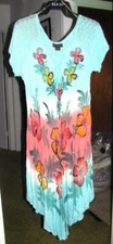 MANGO & SEQUINS on TEAL Rayon Tee Dress Size Plus Beach