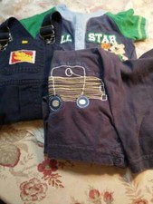 great item Lot of 3 unisex 2 body suit, overalls sZ 18M & 18-24M