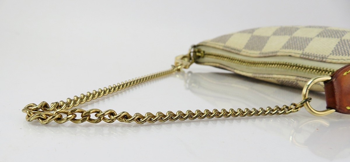 Auth LOUIS VUITTON Accessory Pochette MIni Damier Azur Hand Bag