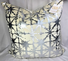 Callisto Home Throw Pillows Velvet set of 2 24"x24" Silver Shimmer Burst Ivory