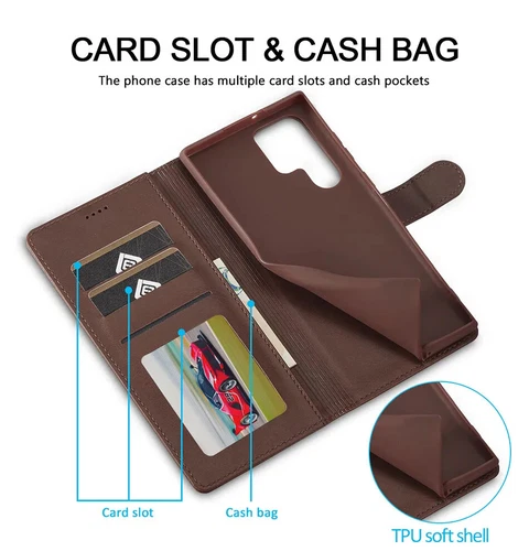 Custodia in pelle per Samsung S25 S24 Ultra S23 S21 S20 FE 5G S22 S10 S10E più cover - Foto 4 di 38