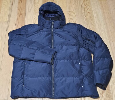 NWOT Polo Ralph Laure Mens Navy Blue Hooded Down Puffer Jacket Coat Water Repel 