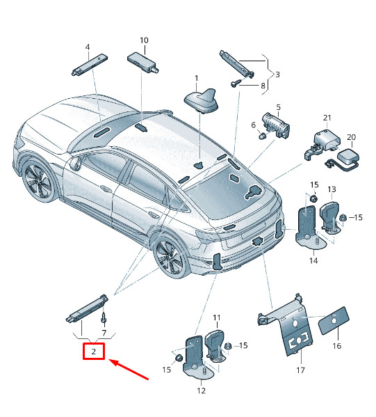 Amplificateur d'antenne supérieur arrière droit pour Audi E-Tron Ge 4K4035225M