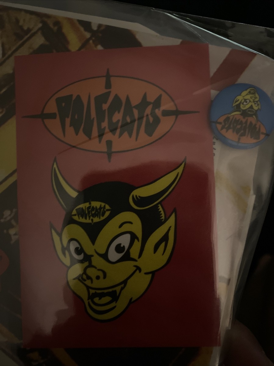 POLECATS - Rockabilly Cats RARE RED VINYL, BUTTON, STICKER ONLY