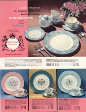1958 PAPER AD Homer Laughlin China Romance Design Platinum Edge Barclay Capri ++
