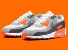 Nike Air Max 90 White Grey Safety Orange Shoes Mens Size US 12 Casual Sneakers ✅