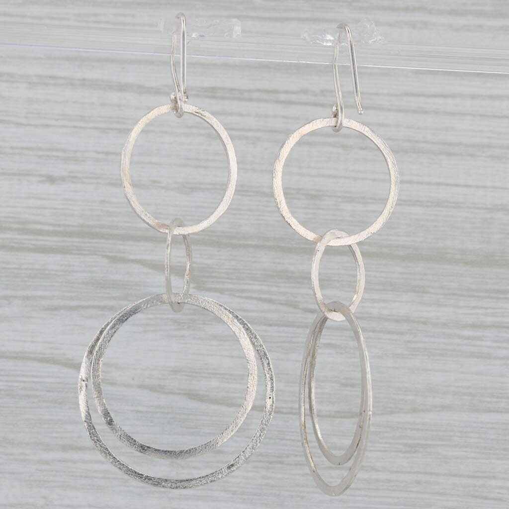 Interlocking Circles Dangle Earrings Sterling Sil… - image 3