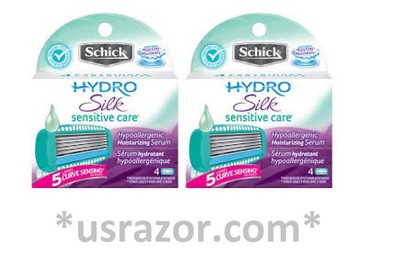 8 Hydro Silk Sensitive Care Schick 5 Blades Razor Cartridges Shaver Refills 2*4
