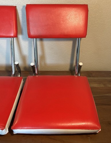 Vintage Red & White Vinyl Folding Stadium Bleacher Seats Set Of Two Read - Picture 2 of 22