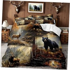 VIVIHOME 3PCS Black Bear Deer Bedding Set, Woodland Full Black Bear  Deer