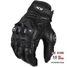 Air Flow Leather Motorcycle Gloves Touchscreen for Men and Women Large Black