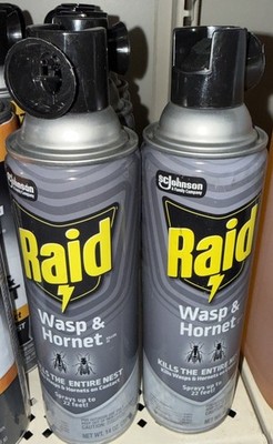 2 Raid Wasp and Hornet Killer Sprays Up To  22 Ft, 14 Oz Each