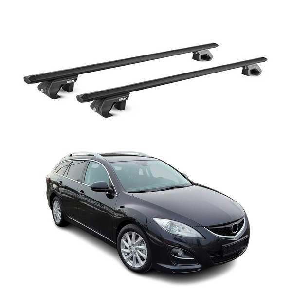 DachträGer GrundtäGer FüR Mazda6 Mk2 Kombi 2007-2012 90Kg Aluminium Schwarz ABE-image