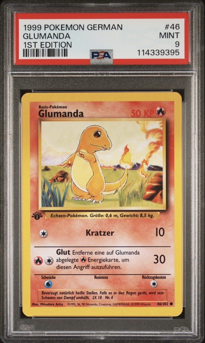 1999 Pokemon GERMAN 1st Edition Base Set Glumanda-Charmander 46