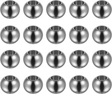 20Pcs Beads 10Mm Stainless Steel 5Mm Hole Dia Bead for DIY Crafts, Silver Tone
