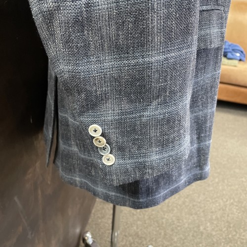 SAND Copenhagen Tollegno 1900 Sport Coat Blue Plaid Wool Linen Cotton Blend 48R - 第 5/11 張圖片