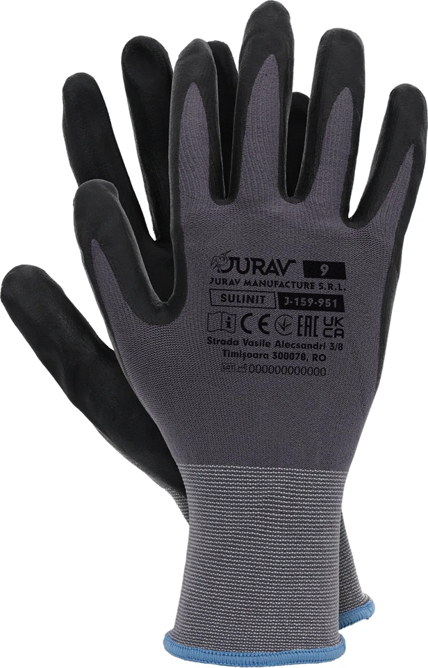 JURAV 12 Paar Arbeitshandschuhe Nitrilschaum Beschichtung – Flexibel & Ölresistent