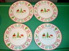 4 Rare Georges Briard Vintage Christmas Sampler 7.5" Plates, Appetizer/Dessert