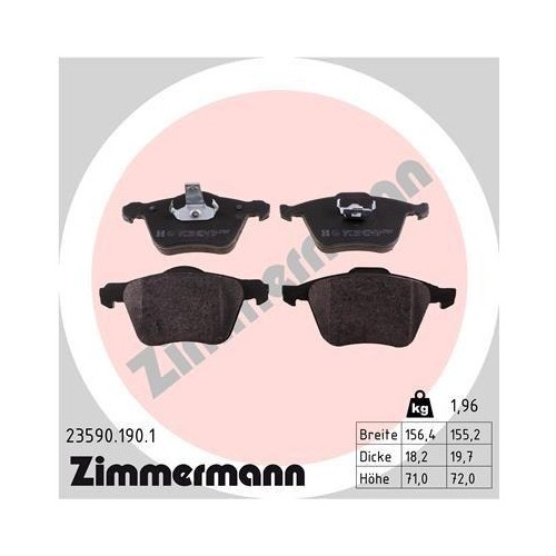 Plaquettes de frein Zimmermann 23590.190.1 pour disques de Volvo V60 et S60