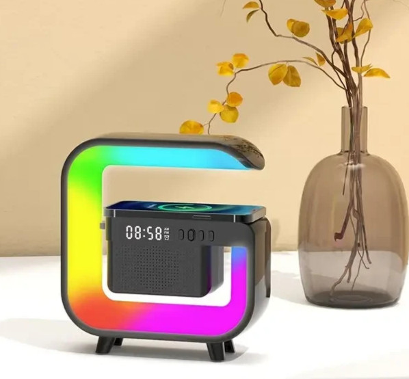 Wireless Charger Station Bluetooth 5.0 Speaker Alarm Clock for iPhone Android
