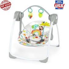 Playful Paradise Portable Compact Baby Swing with Toys Unisex Newborn Wireless