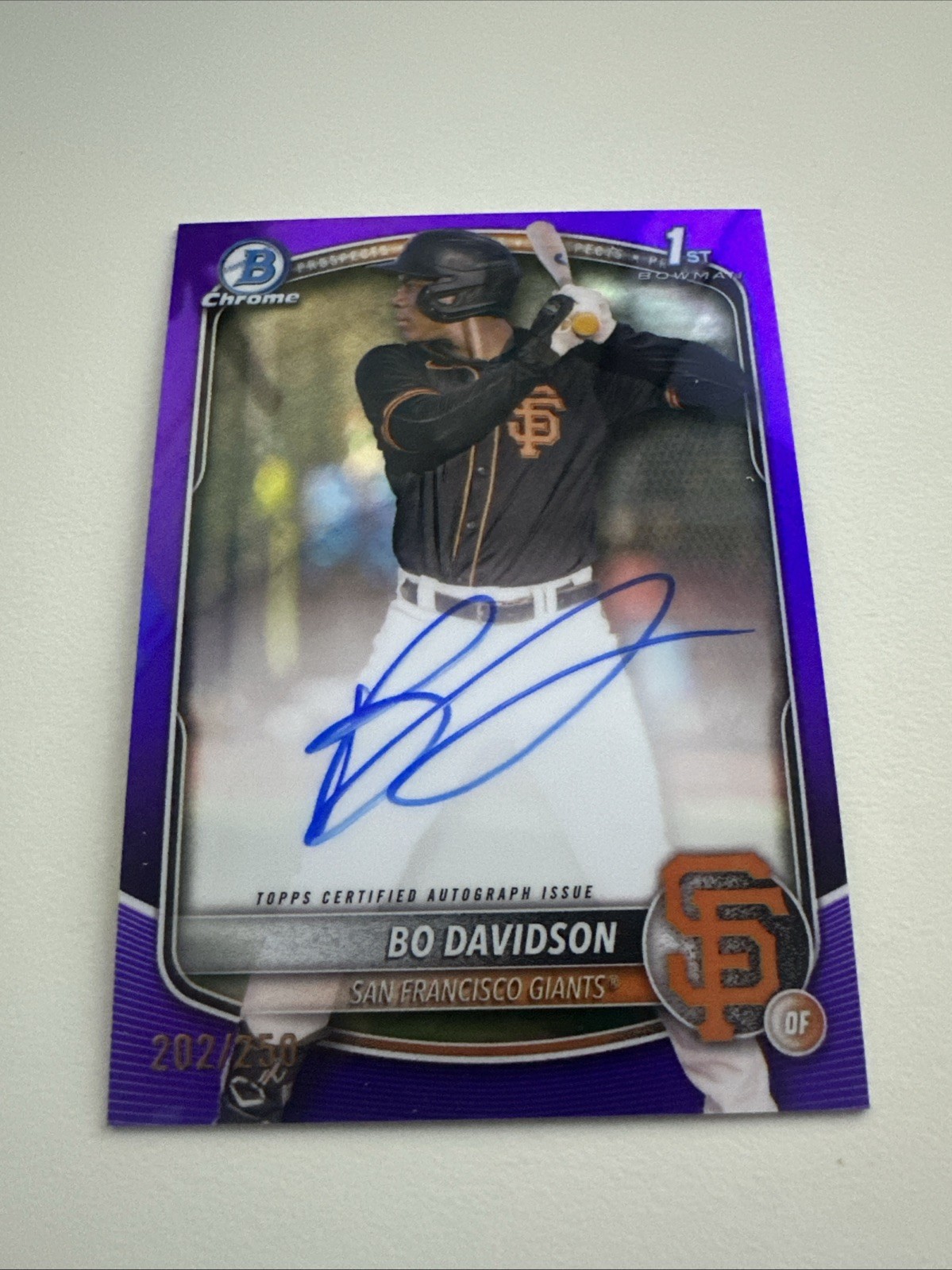 2025 Bowman Chrome Bo Davidson Auto Purple Refractor 1st #/250 Giants