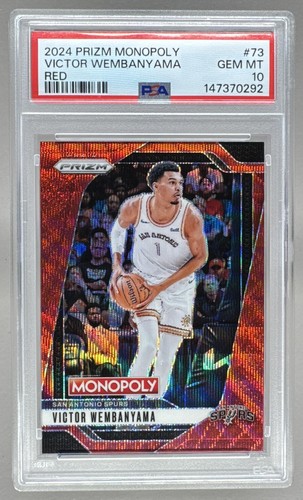 147370292 Victor Wembanyama 2024 Panini Prizm Monopoly #73 Red Wave PSA 10